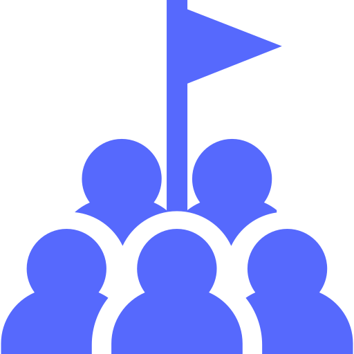 Icon that resembles teamwork with a flag