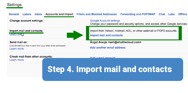 Step 4. Import Mail and Contacts