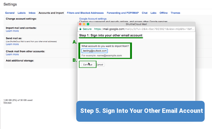 Step 5. Sign into Your Other Email Account