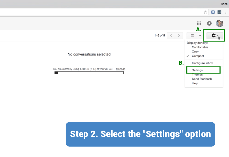 Step 2. Select the Settings Option