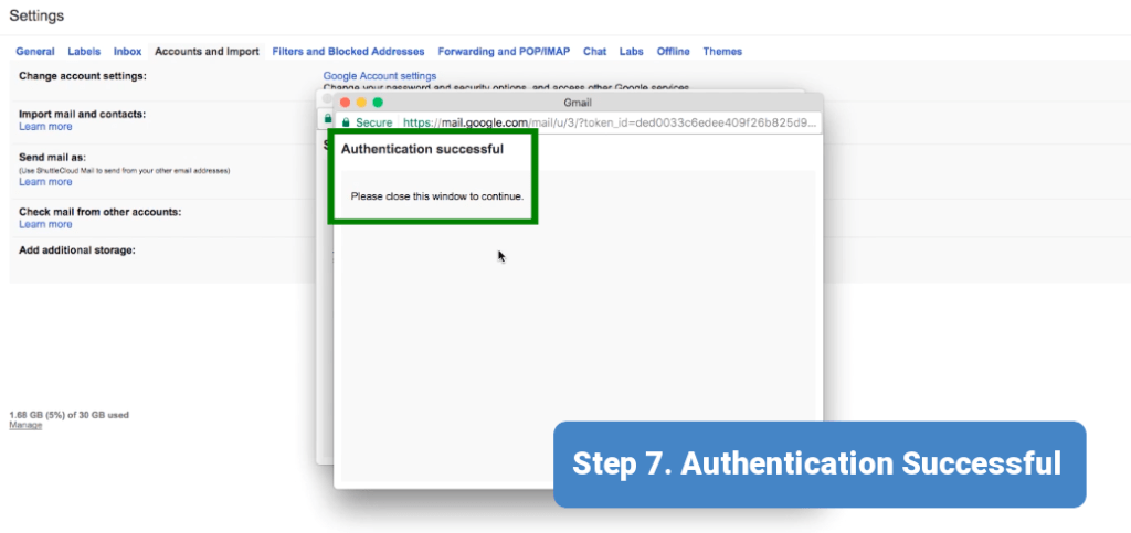 Step 7. Authentication has been successful